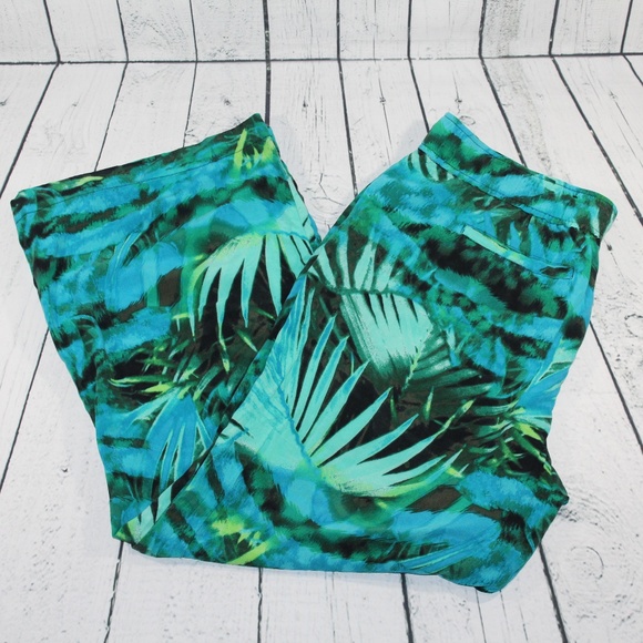 a.n.a Pants - a.n.a Tropical Print Stretch Pants Cinch Tie H#90